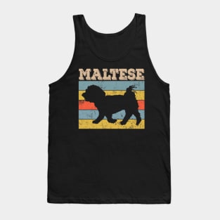 Maltese Dog Vintage Style Retro Distressed Tank Top